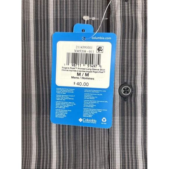 Columbia Roger's Peak Printed Long Sleeve Grey Plaid Button Down Mens Medium - Picture 8 of 9